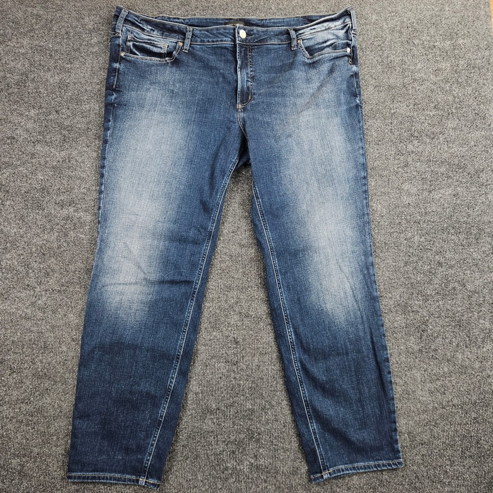 Silver Suki Straight Leg Jeans Women's 24 Dark Wash Denim Stretch High Rise Blue
